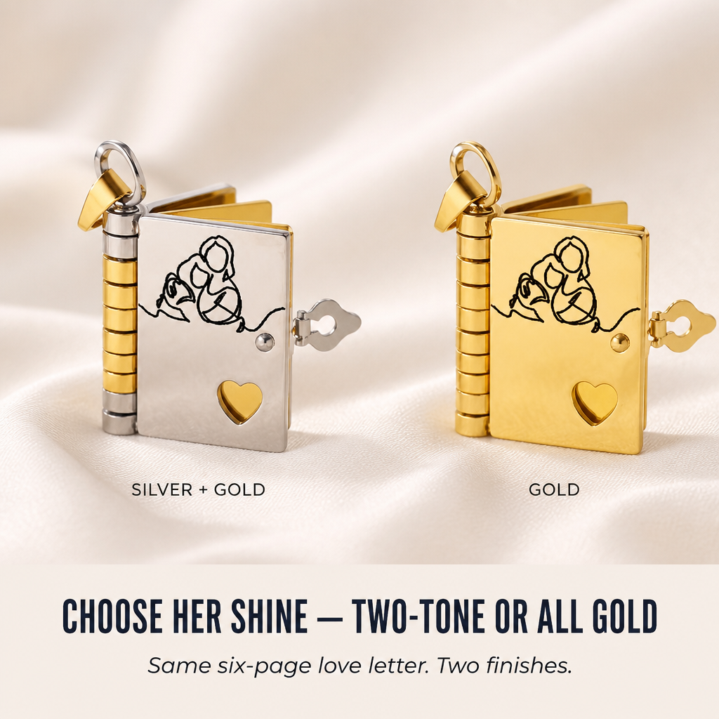 AmoriteBond™ — Uncover a Six-Page Book Pendant Etched for Your Grandchild