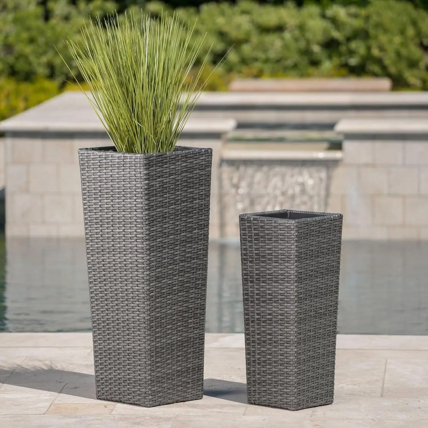 Set of Wicker Planters for Outdoor Use