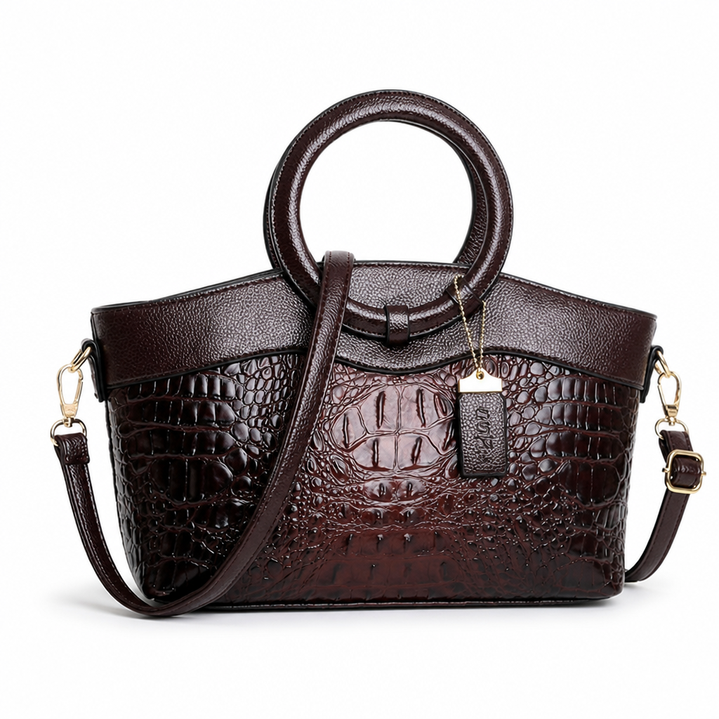 Structured Embossed Top-Handle Bag (Adjustable Strap)