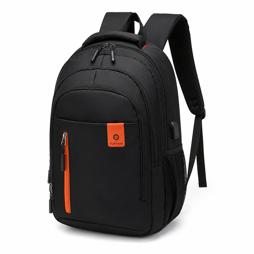 Water-Repellent Oxford USB-Charging Backpack (Fits 15.6in Laptop)