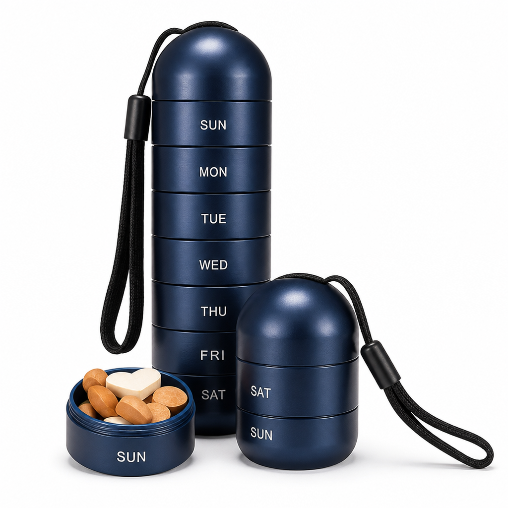 Shockproof Aluminum Silicone-Seal Pill Organizer (7-Day)