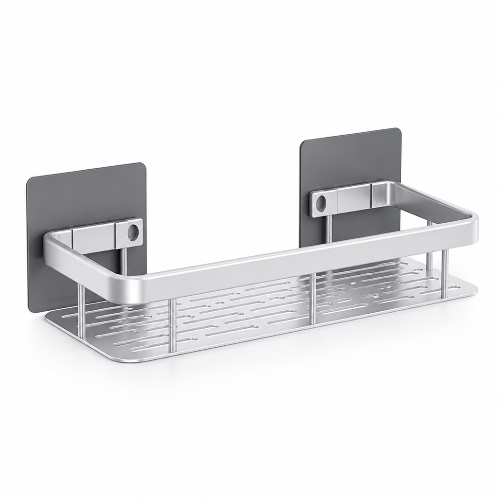 Drill-Free Self-Adhesive Stainless Steel Bathroom Shelf