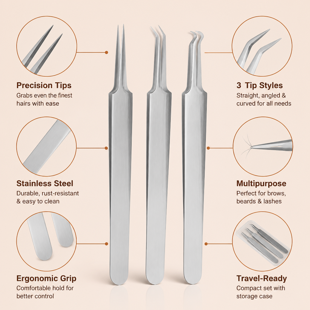 VeraLux™ Precision Tweezers Set — Master Every Detail for Bold, Flawless Beauty