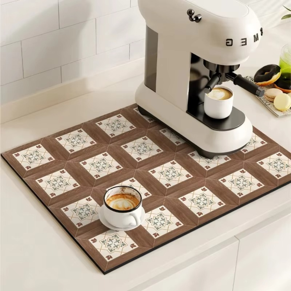 Non-Slip Kitchen Comfort Mat with Retro Tile Design