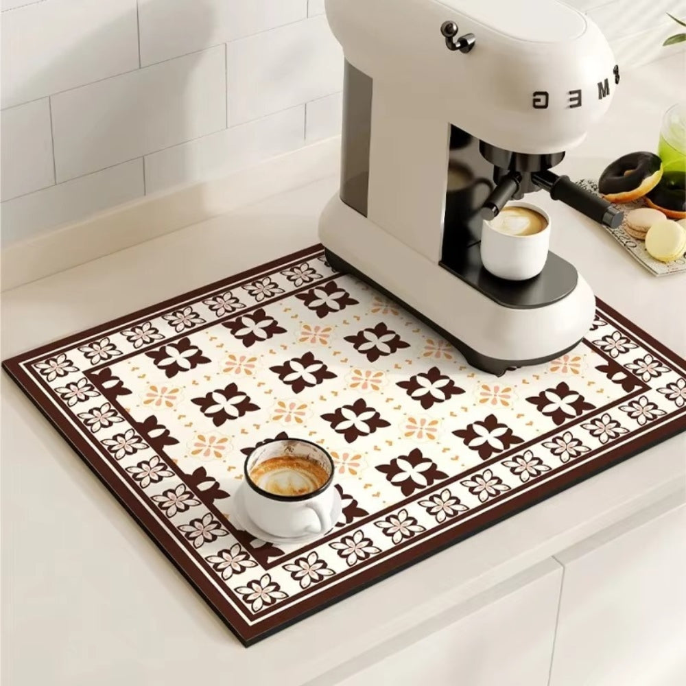 Non-Slip Kitchen Comfort Mat with Retro Tile Design