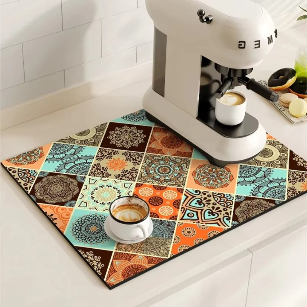 Non-Slip Kitchen Comfort Mat with Retro Tile Design