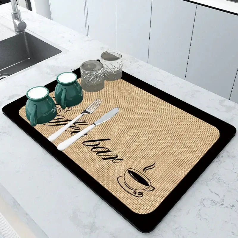 Absorbent Drying Mat for Kitchen - Quickly Absorbs Water, Protects Dishes