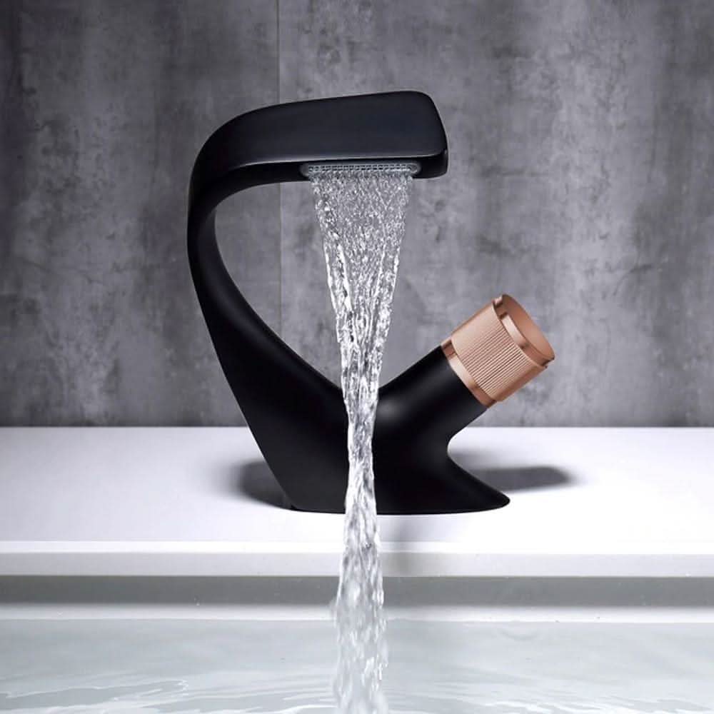 Contemporary Brass Basin Mixer with Waterfall Spout for Stylish Bathrooms
