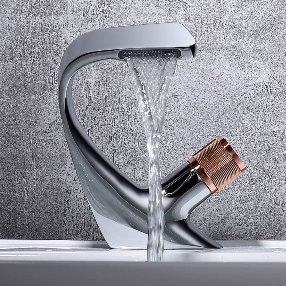 Contemporary Brass Basin Mixer with Waterfall Spout for Stylish Bathrooms