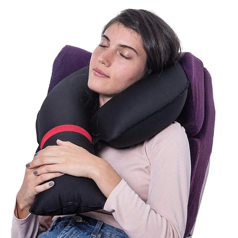 Travel Neck Pillow – Inflatable, Adjustable Softness, Comes with Pouch