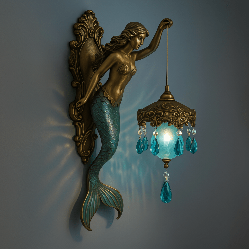 Crystal Pendant Wall Light in Mermaid Design