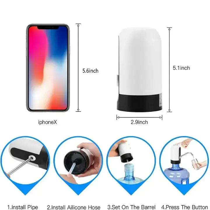 Automatic USB Rechargeable Water Bottle Pump – Wireless Design