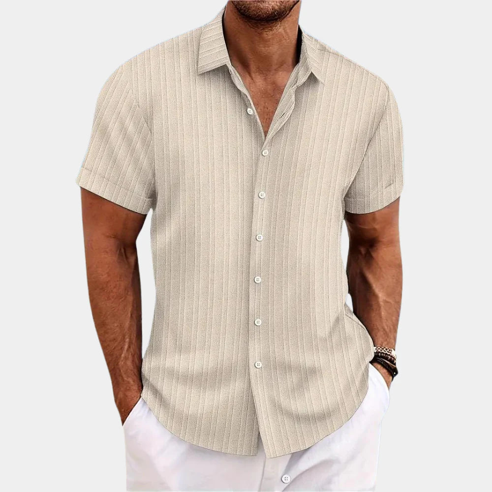 Regular Fit Linen Cotton Shirt with Open Stitch Design and Breathable Fabric