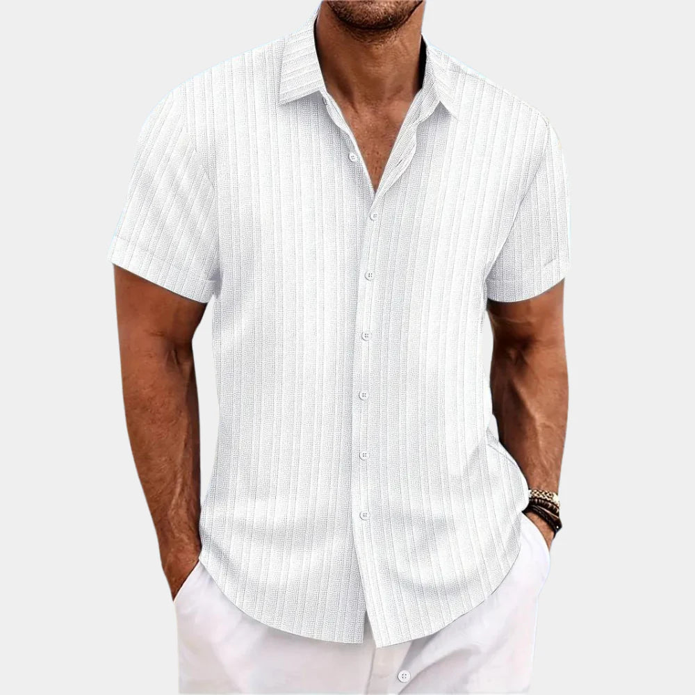 Regular Fit Linen Cotton Shirt with Open Stitch Design and Breathable Fabric
