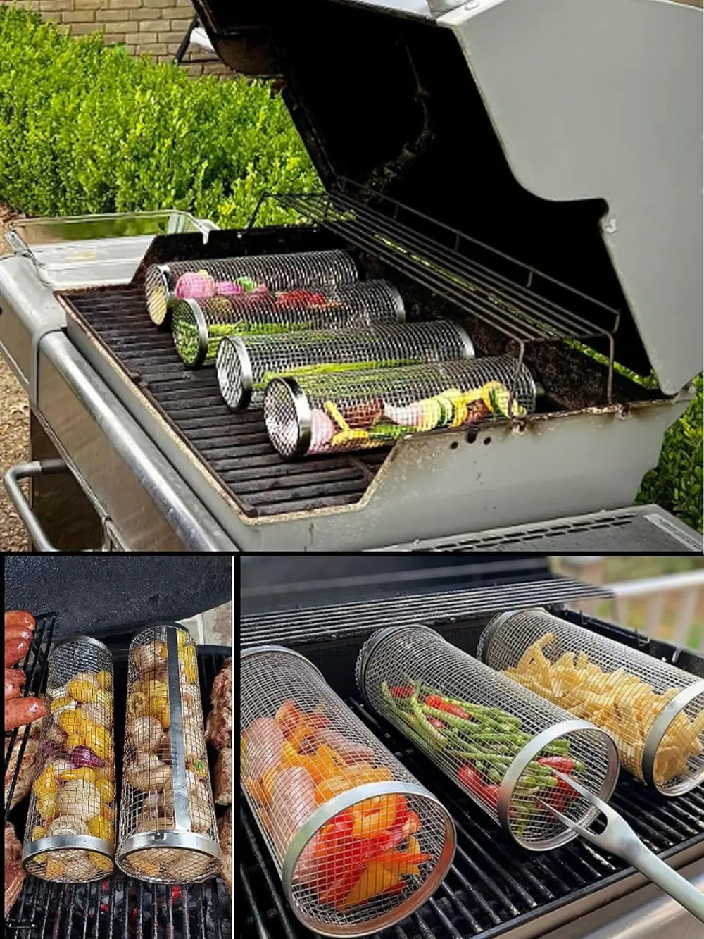 Grill Basket - Cylindrical Design for Maximum Cooking Capacity