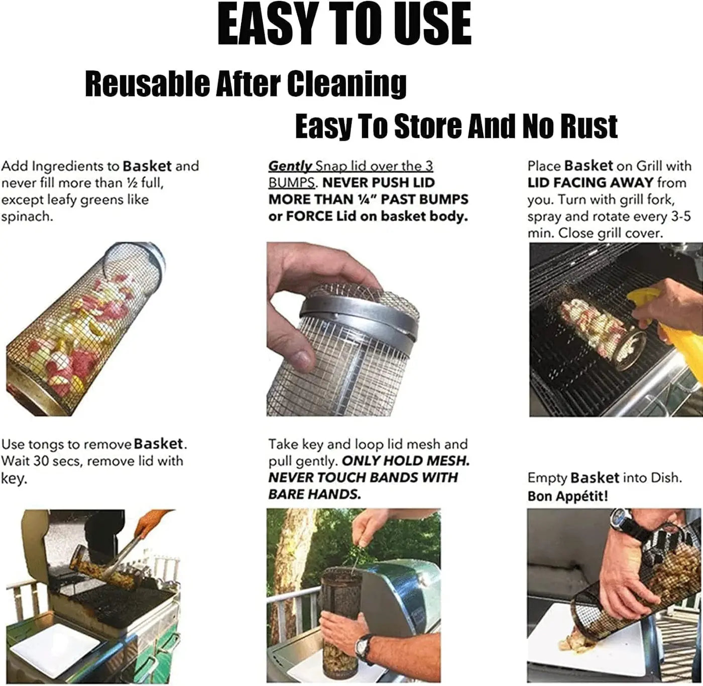 Grill Basket - Cylindrical Design for Maximum Cooking Capacity