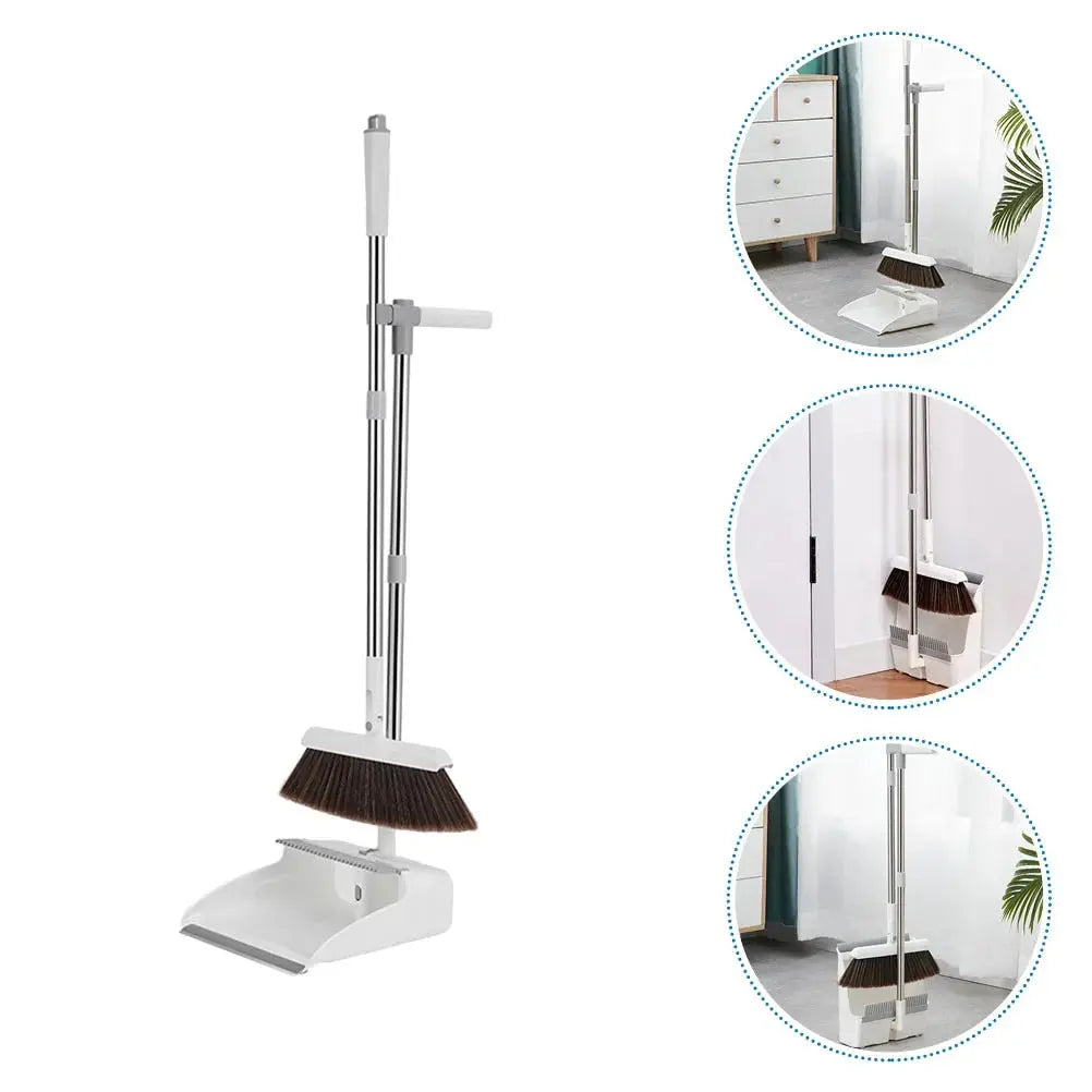 Broom and Dustpan Set | Stand Upright for Easy Sweeping Without Bending