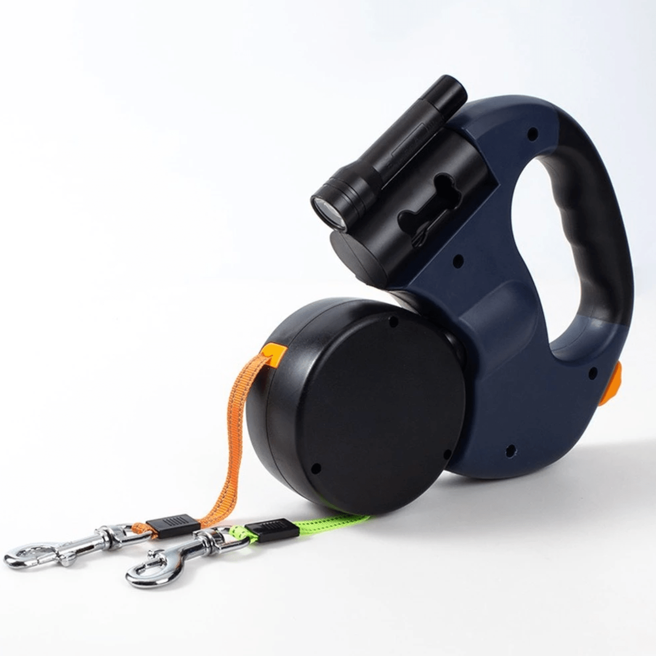 Dual Dog Leash with Flashlight and Tangle-Free Design