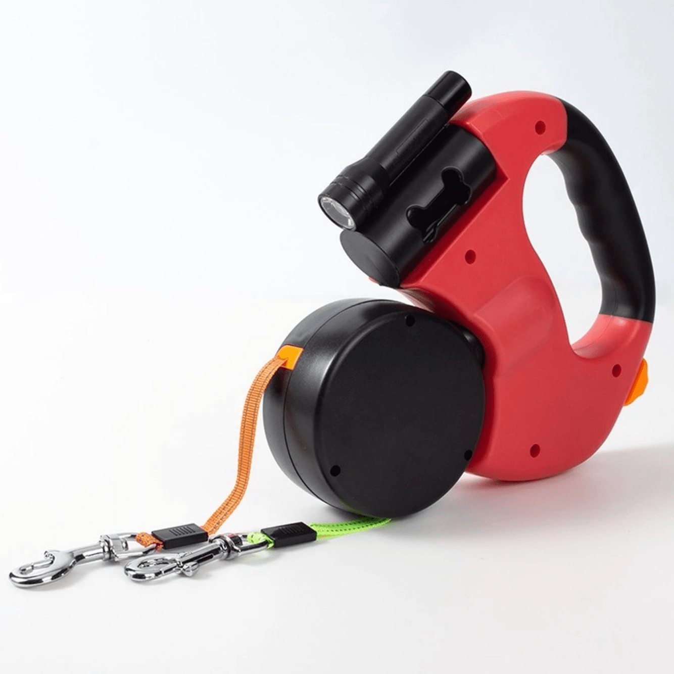 Dual Dog Leash with Flashlight and Tangle-Free Design