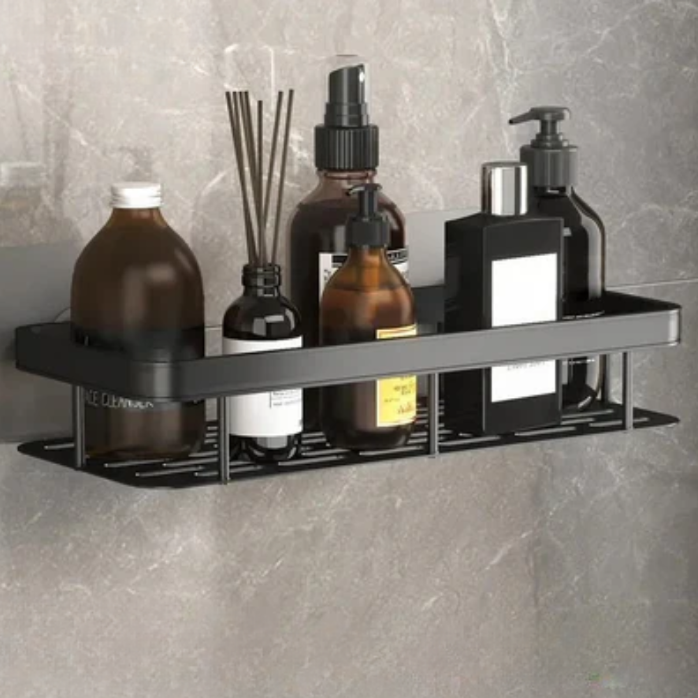 Aluminum Wall-Mounted Shelf Organizer for Bathroom Storage