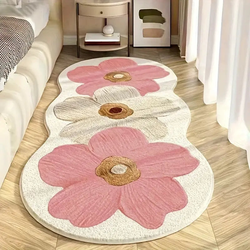 Irregular Shaped Floral Area Rug