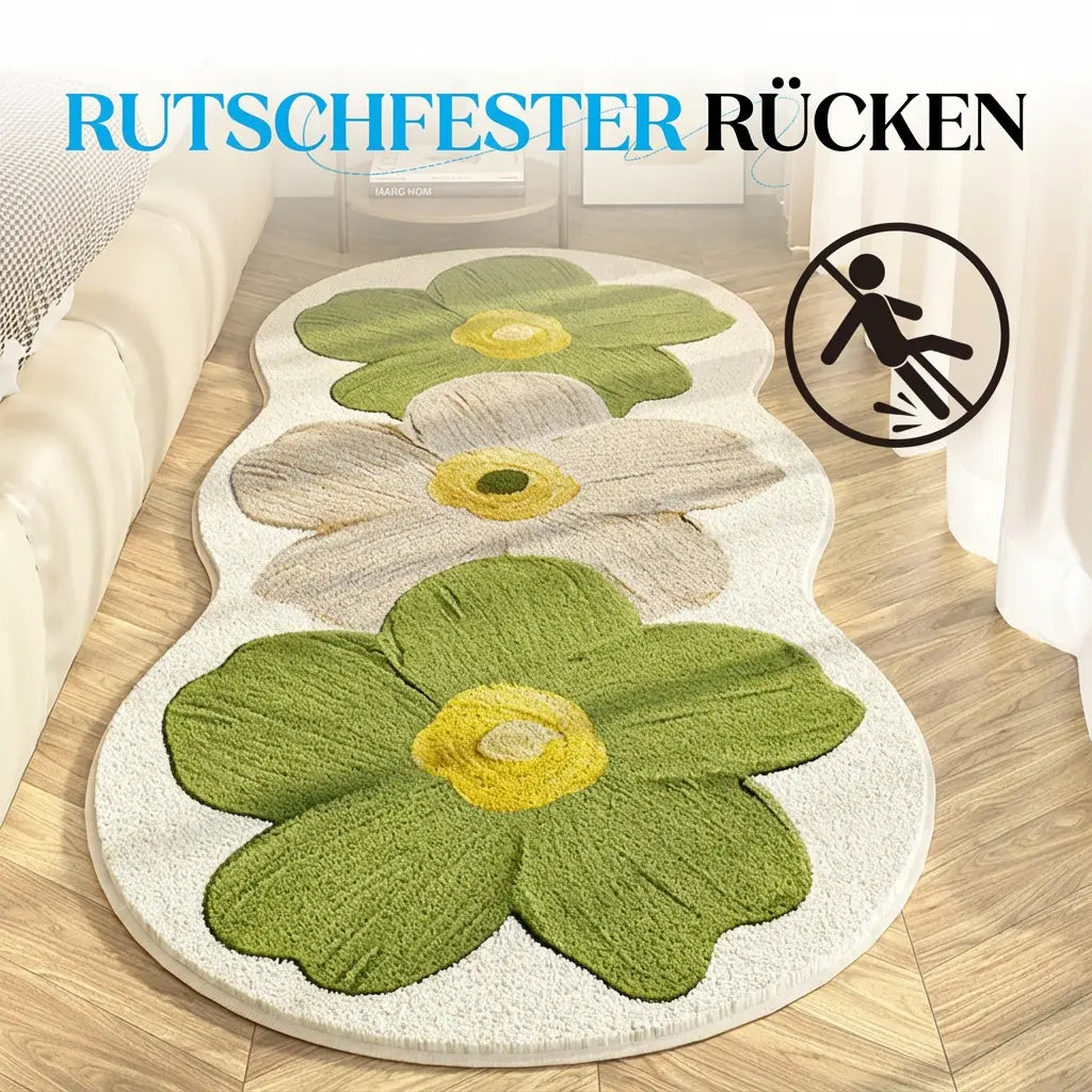 Irregular Shaped Floral Area Rug