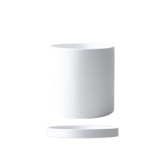 Flower Pot with Drainage Hole and Saucer | Matte Finish | Nordic Style