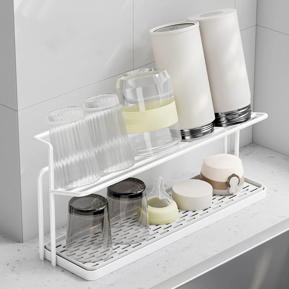 Smart Kitchen Bottle Organizer with Dual Drying Levels