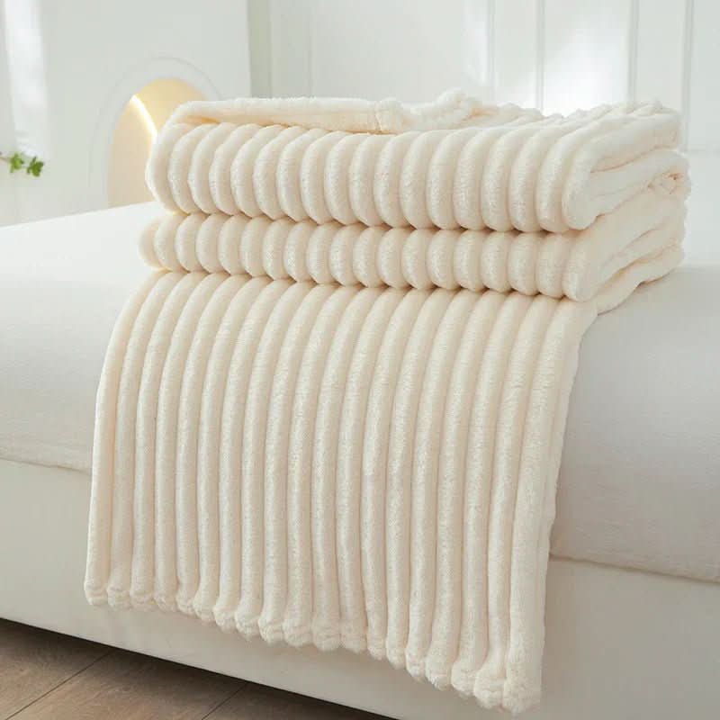 Luxurious Striped Fleece Throw for Cozy Comfort