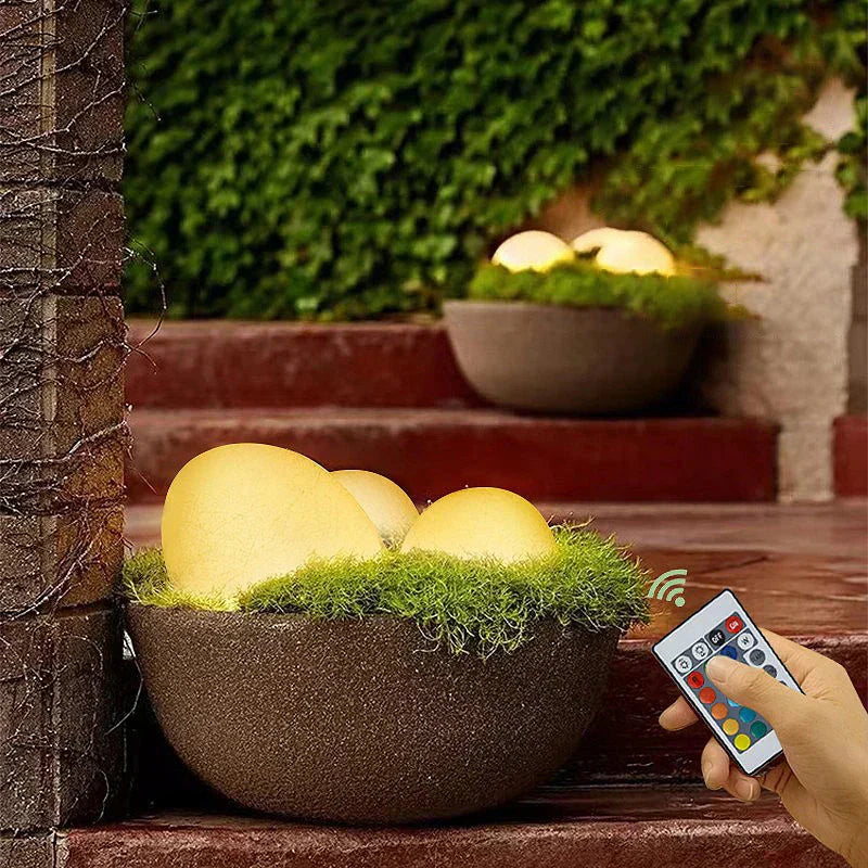 Weatherproof Garden Stone Lamp with USB Charging and Remote Control