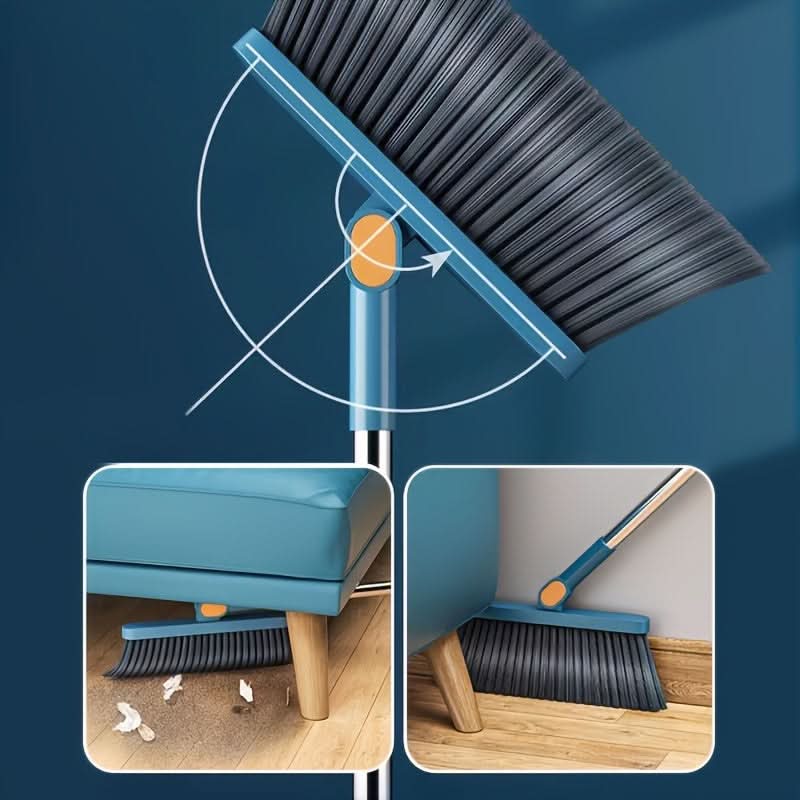 Rotating Broom and Dustpan Set with Comb Teeth for Effortless Cleaning
