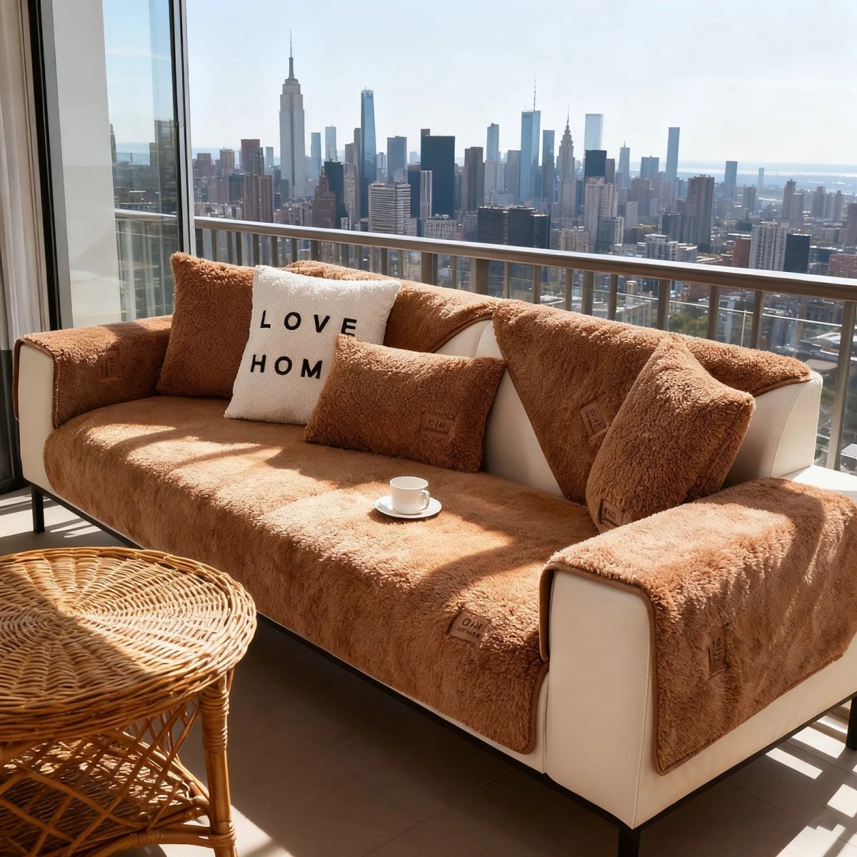 SnugShield – Luxurious Lambswool Sofa Protector for Comfort
