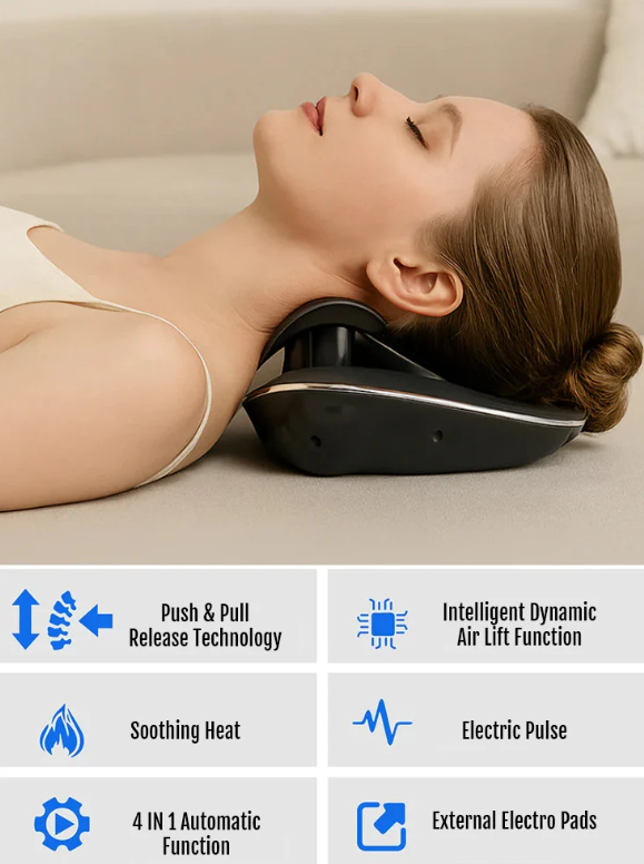 Heated EMS Red Light Neck Massager and Cervical Traction Device