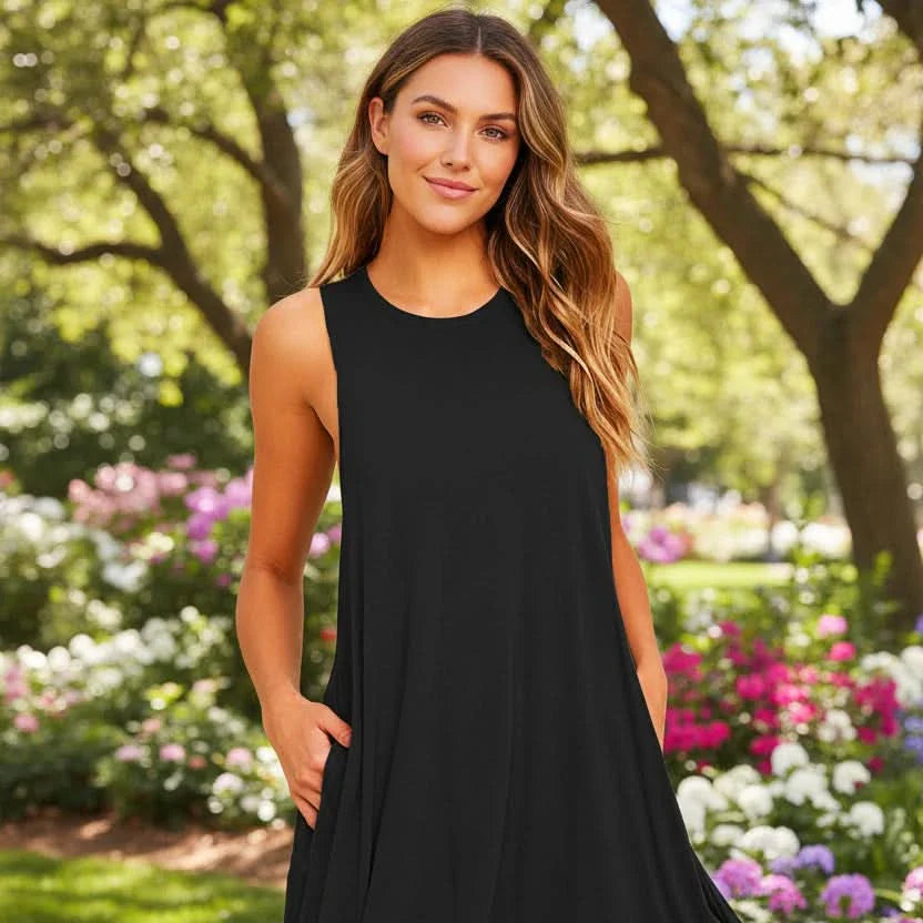 Lightweight Summer Dress with Pockets – Casual T-Shirt Style