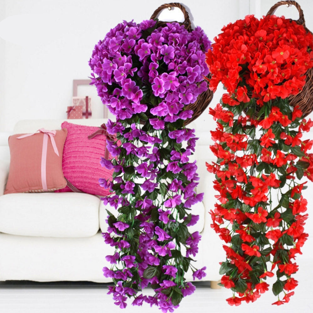 Cascading Flower Arrangement – Artificial Orchid Hanging Planter