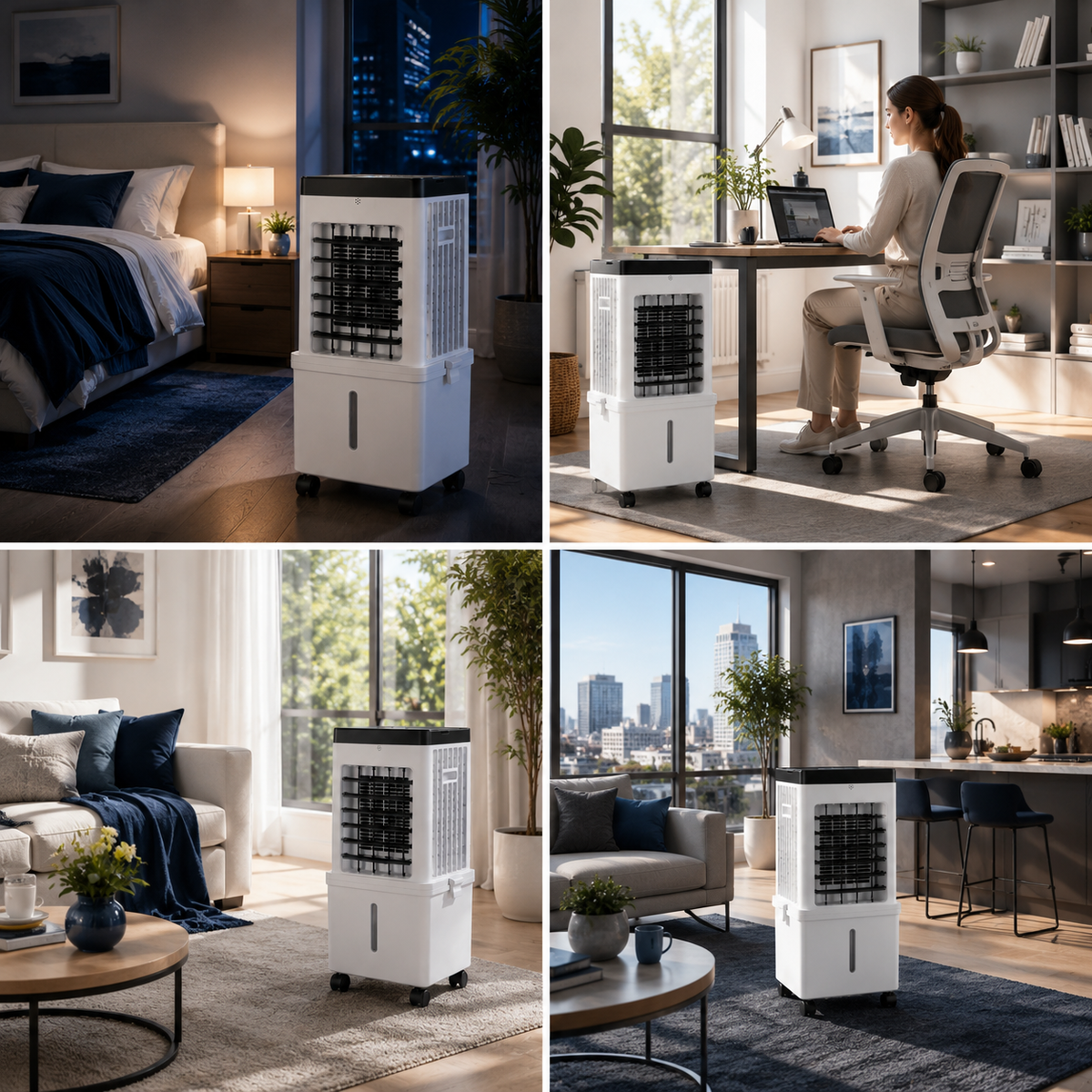Compact 3-in-1 Air Cooler and Fan for Quiet Bedroom, Office, Desk Use