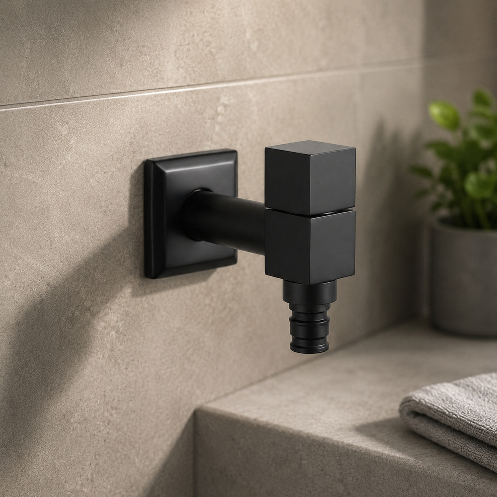 Matte Black Wall-Mounted Faucet with Modern Design