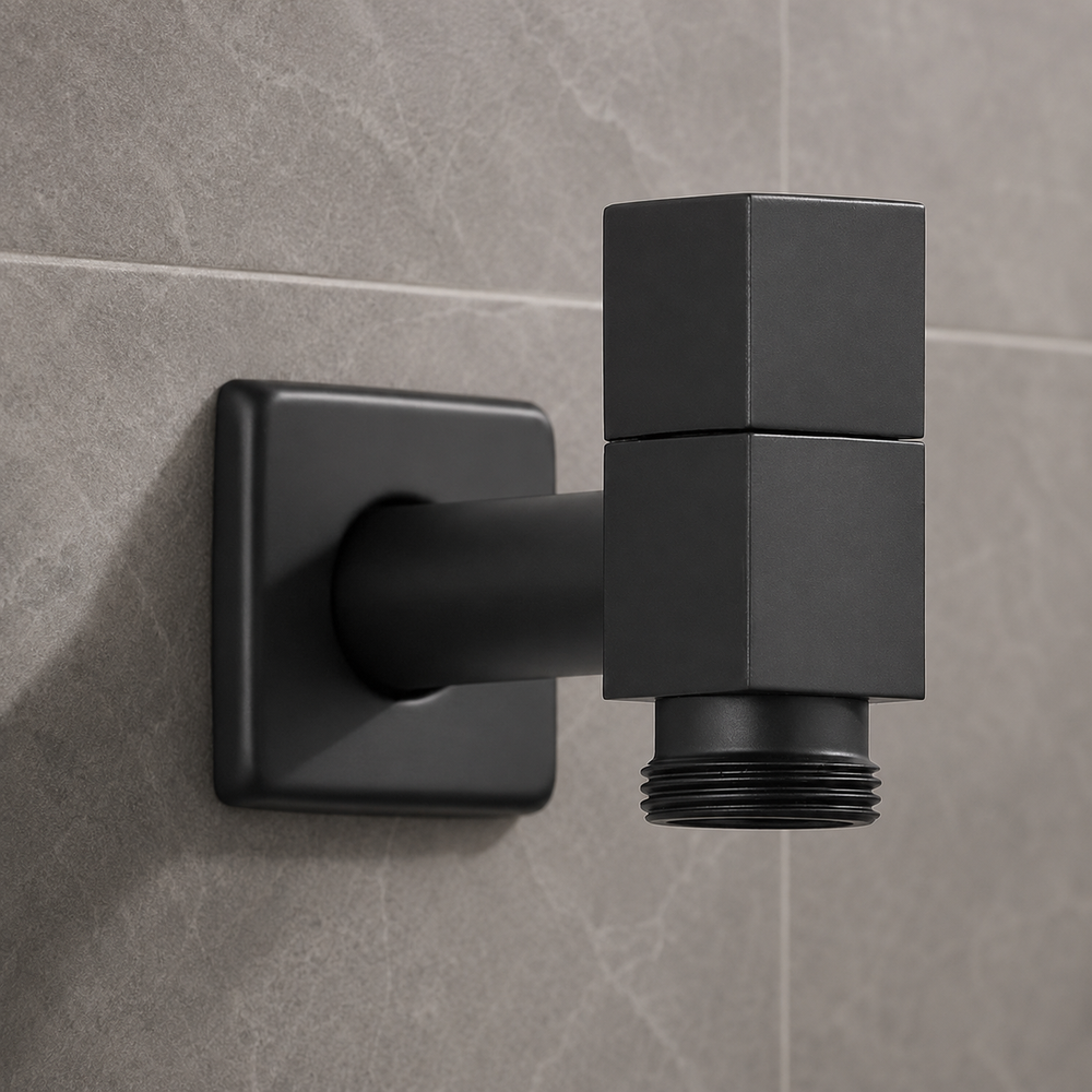 Matte Black Wall-Mounted Faucet with Modern Design