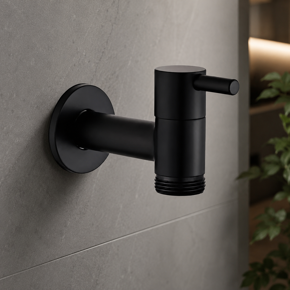 Matte Black Wall-Mounted Faucet with Modern Design