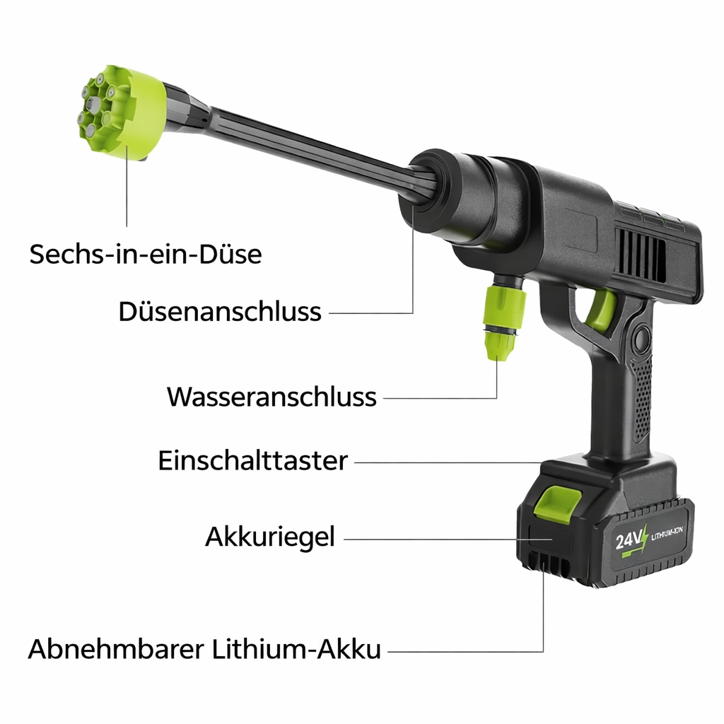 High-Pressure Cleaner with 24V Cordless Battery – Includes 5m Hose
