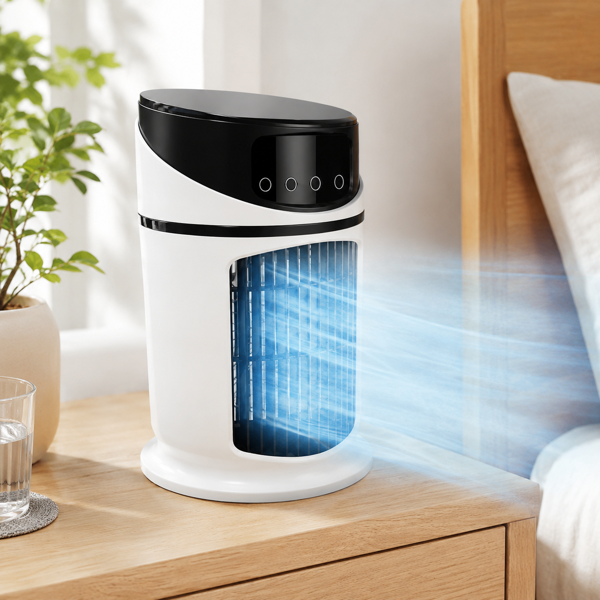 4-in-1 Desktop Air Cooler with Mist Fan, Humidifier, and Night Light