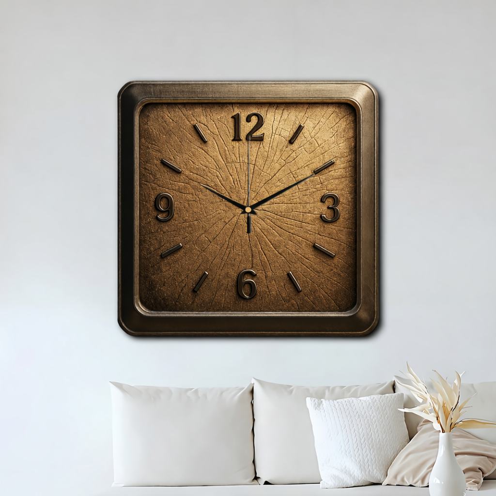 TimberTime – Elegant Natural Wood Square Wall Clock