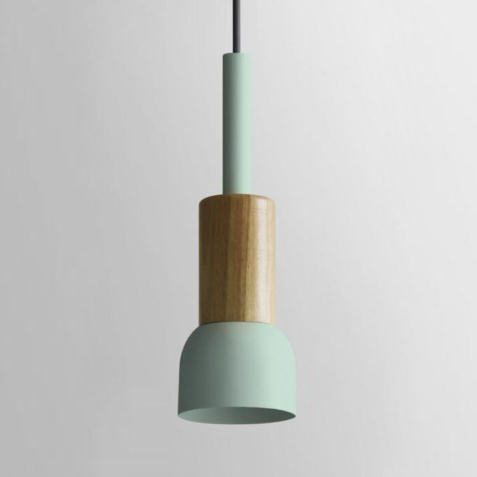 Stylish Adjustable Pendant Light with Wooden Accent