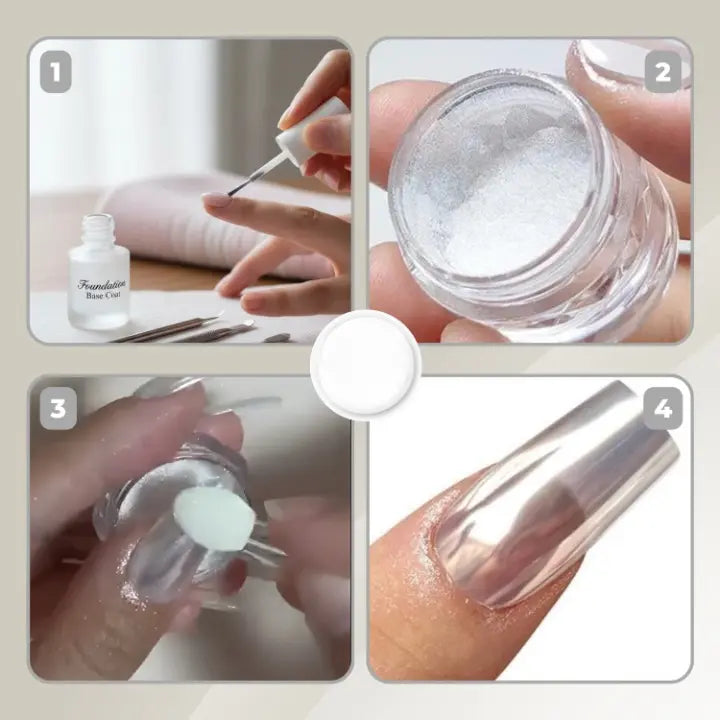 Chrome Silver Nail Powder for Mirror Finish – Transforms Any Polish