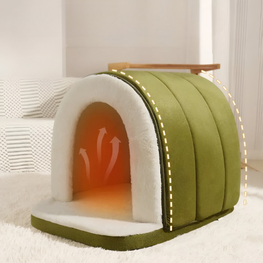 Indoor Pet House - 2-in-1 Small Dog Cave and Covered Cat Bed Tent