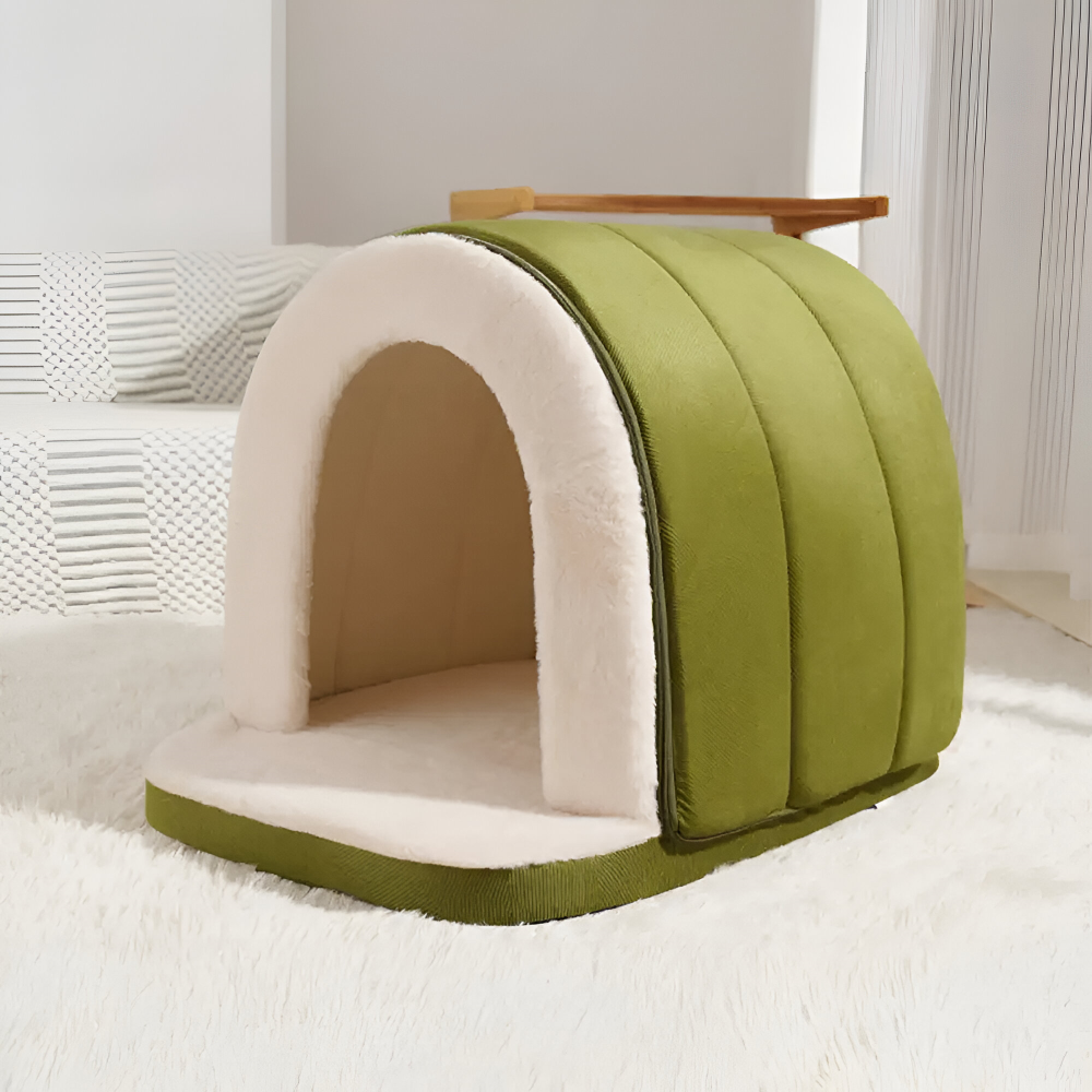 Indoor Pet House - 2-in-1 Small Dog Cave and Covered Cat Bed Tent