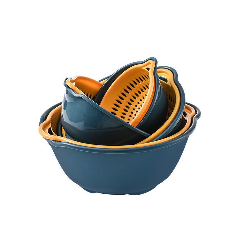 Versatile 8-Piece Nesting Colander and Bowl Set for Kitchen Prep
