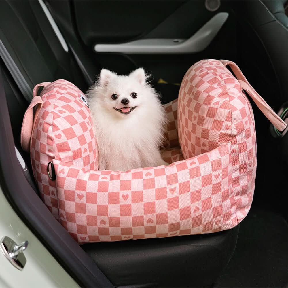 Adjustable Dog Car Seat Bed with Safety Straps for Secure Travel