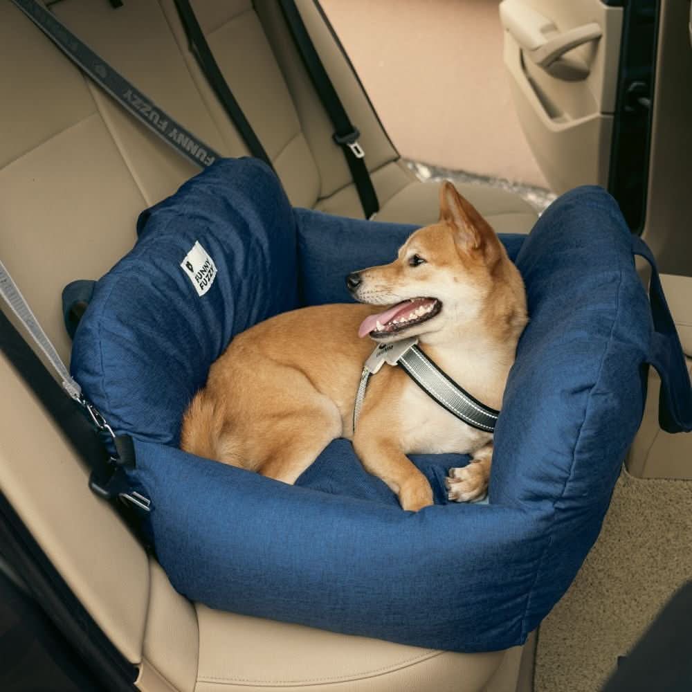 Adjustable Dog Car Seat Bed with Safety Straps for Secure Travel