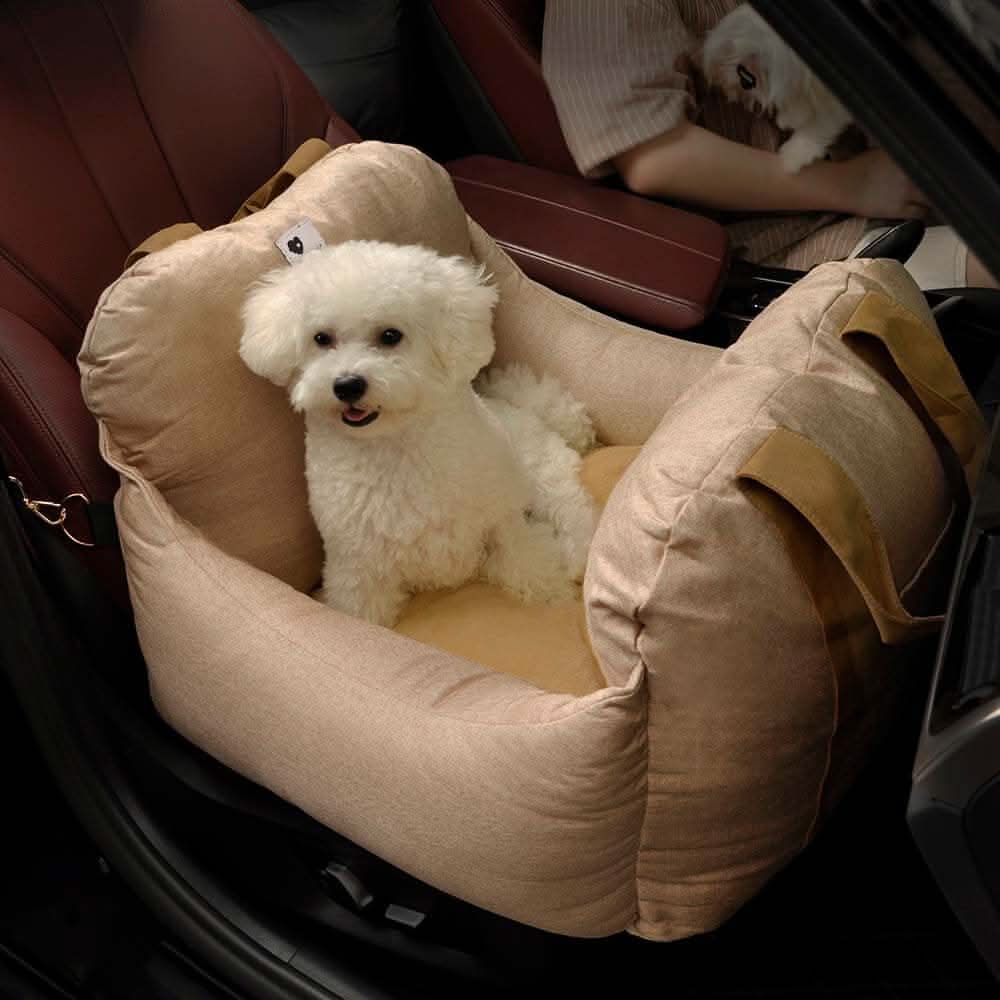 Adjustable Dog Car Seat Bed with Safety Straps for Secure Travel